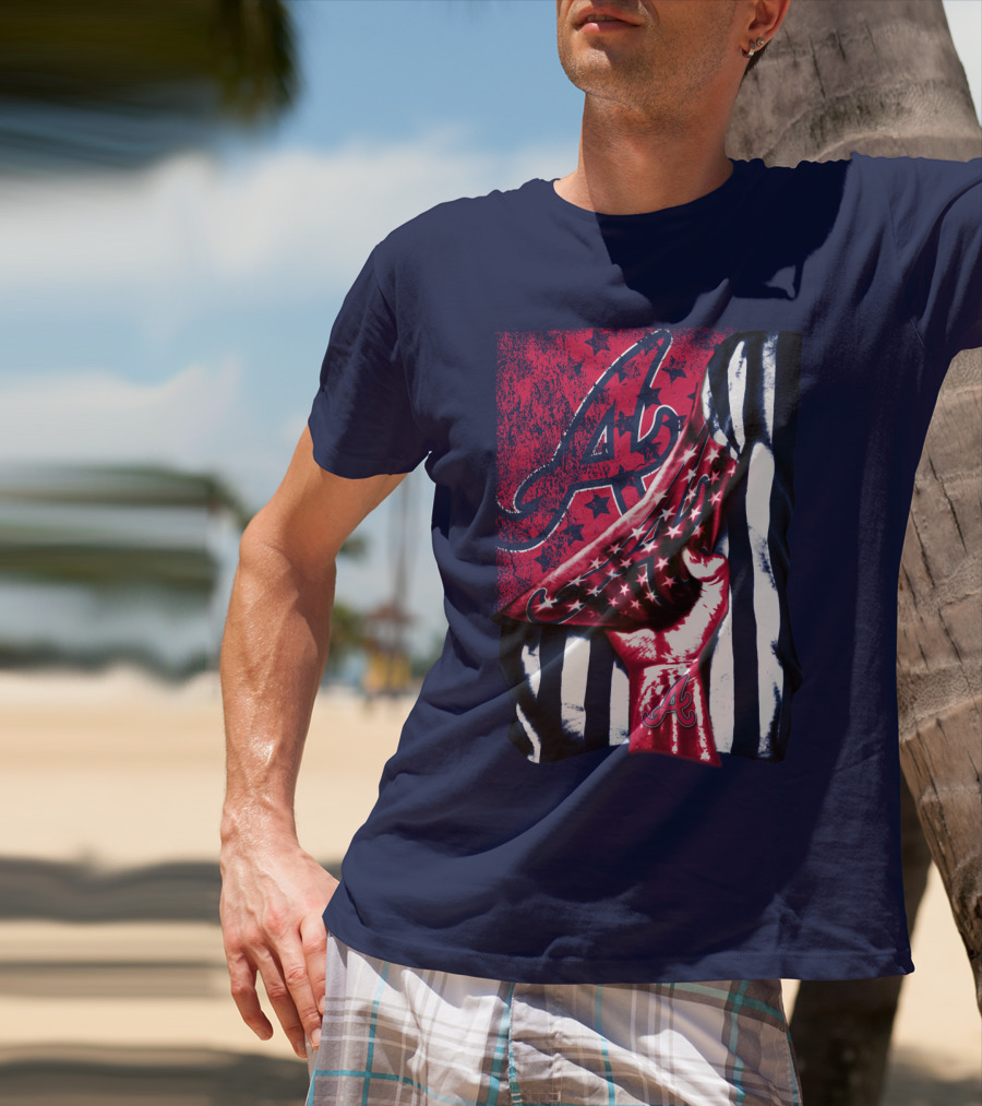 Atlanta Braves A Logo Stars And Stripes Flag T-Shirt