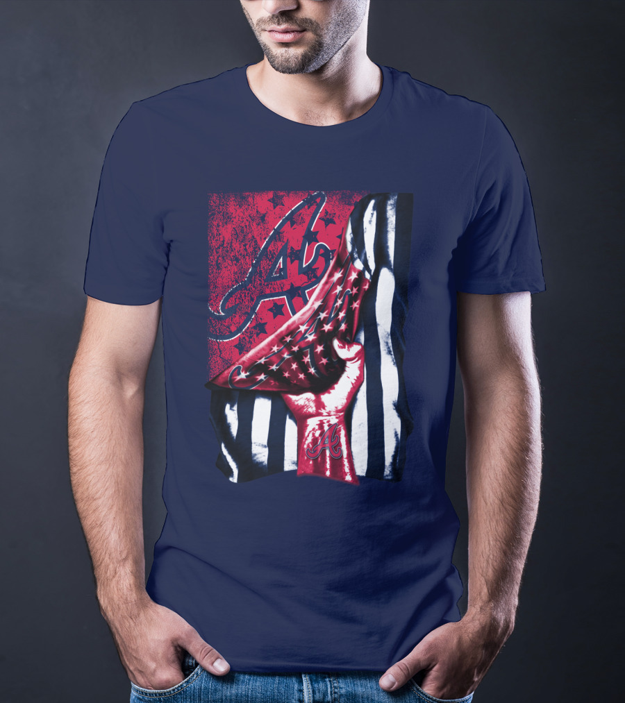 Atlanta Braves A Logo Stars And Stripes Flag T-Shirt