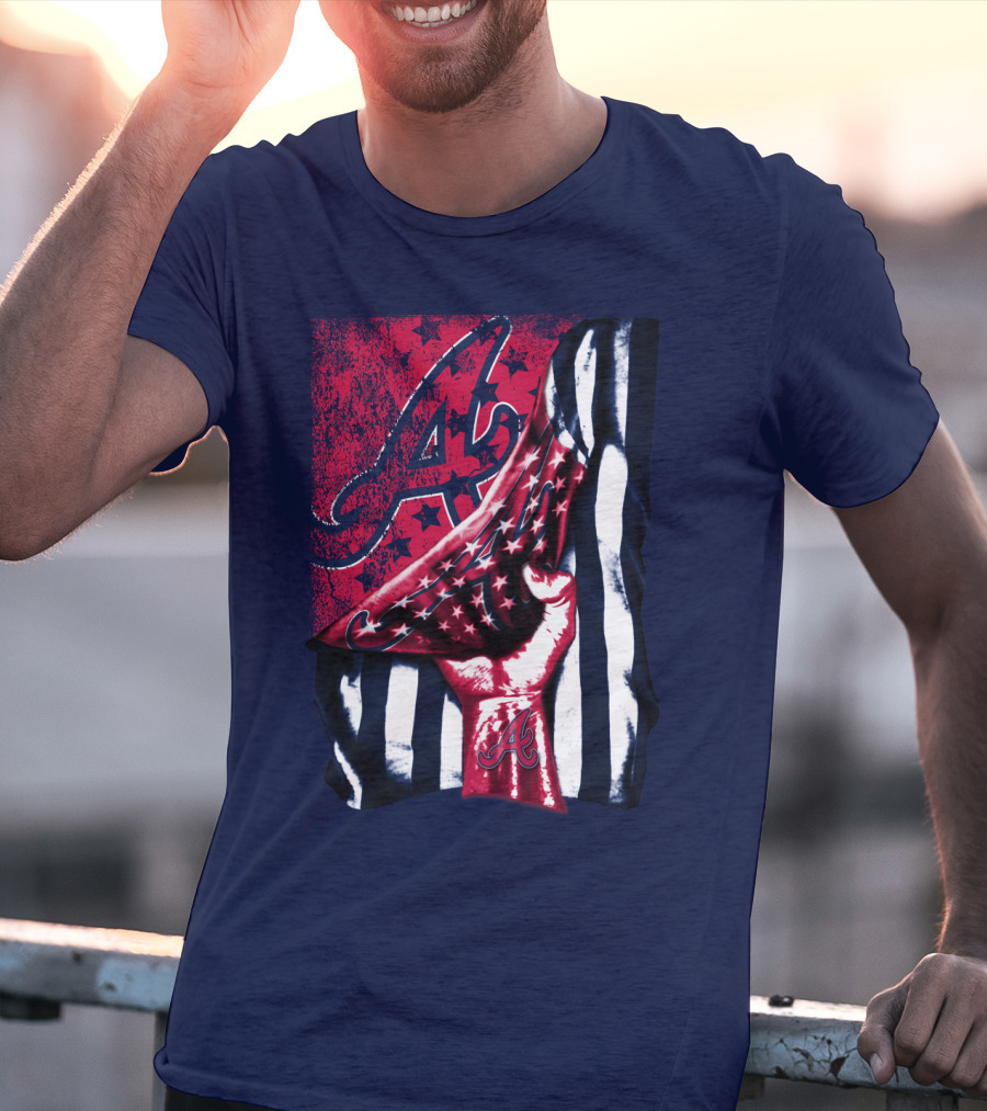 Atlanta Braves A Logo Stars And Stripes Flag T-Shirt
