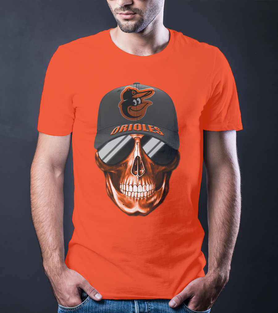 Baltimore Orioles Skull With Cap T-Shirt
