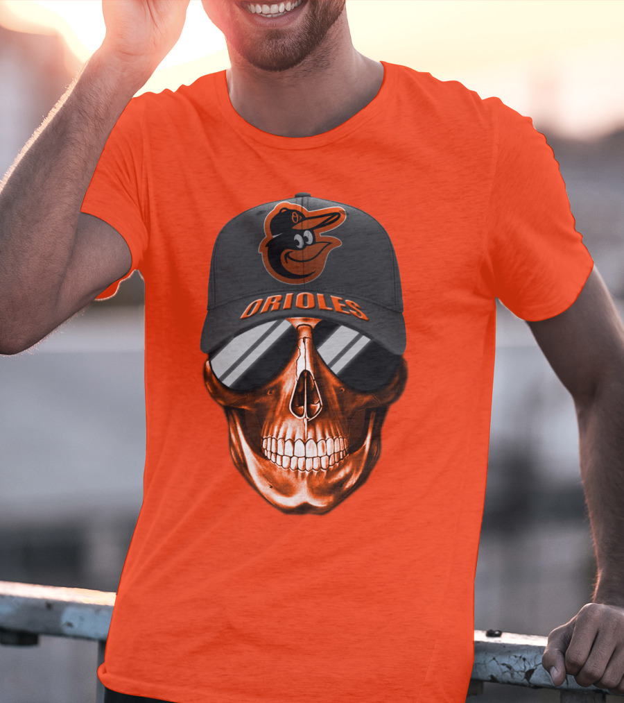 Baltimore Orioles Skull With Cap T-Shirt