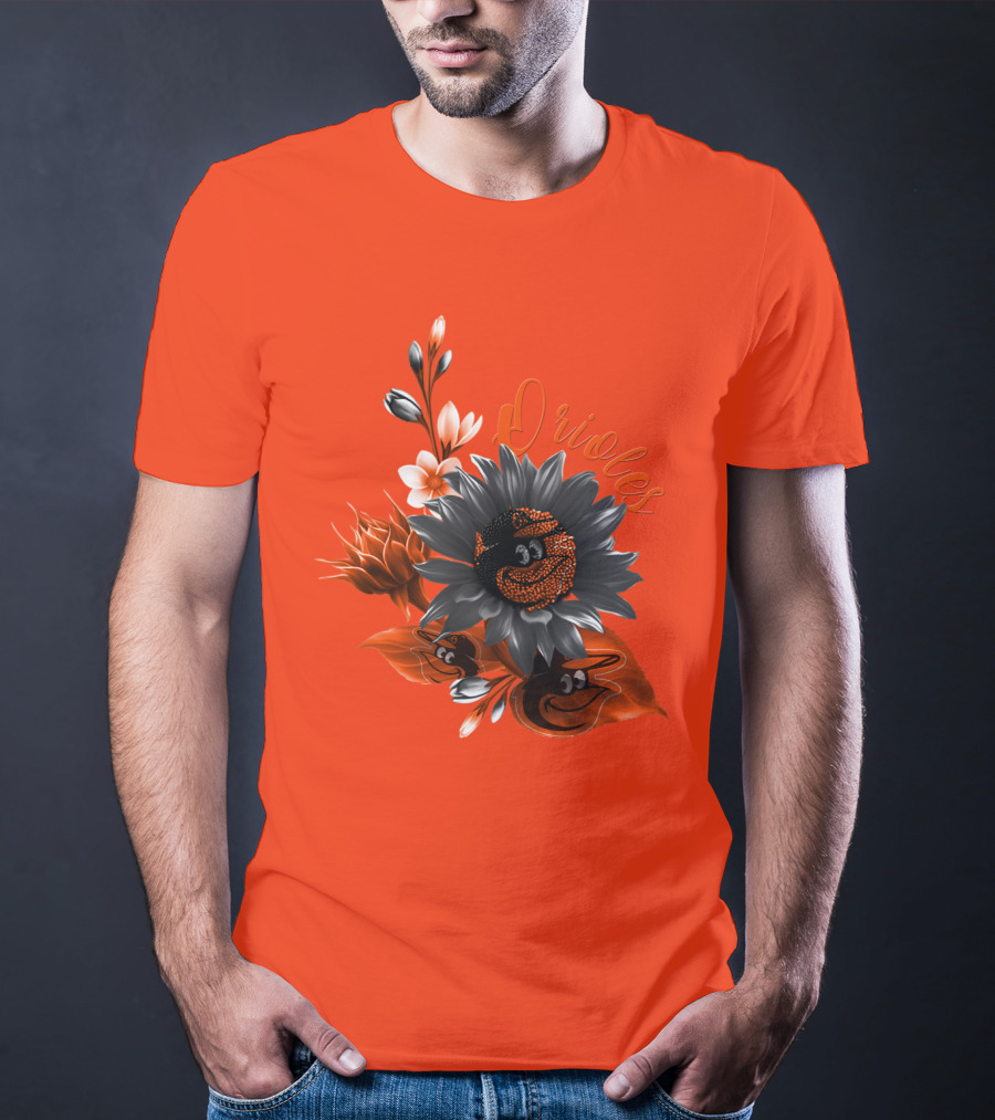 Orioles Sunflower Floral Design Baltimore Orioles T-Shirt