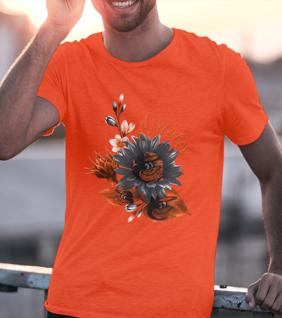 Orioles Sunflower Floral Design Baltimore Orioles T-Shirt