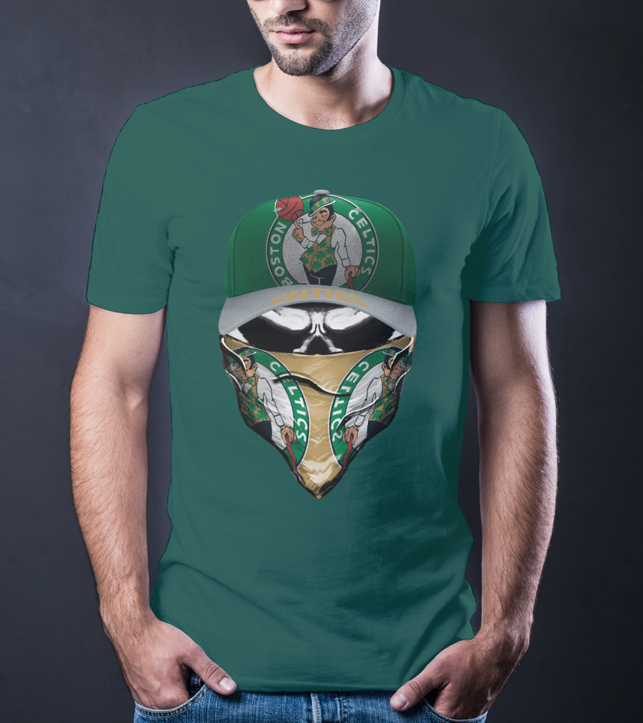 Boston Celtics Lucky The Leprechaun Masked Cap T-Shirt