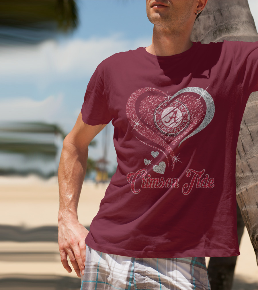 Alabama Crimson Tide Heart Sparkle T-Shirt