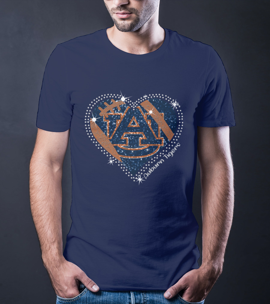 Auburn Tigers Heart With Football T-Shirt