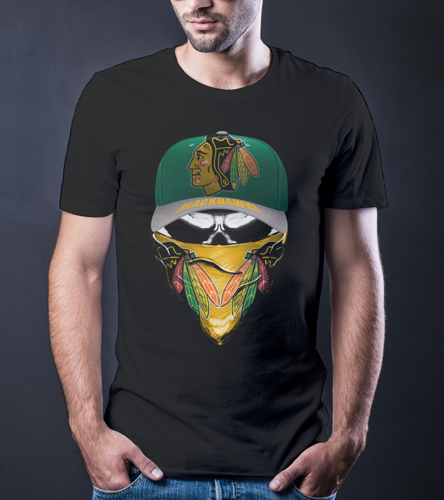 Chicago Blackhawks Logo Cap And Mask Combo T-Shirt
