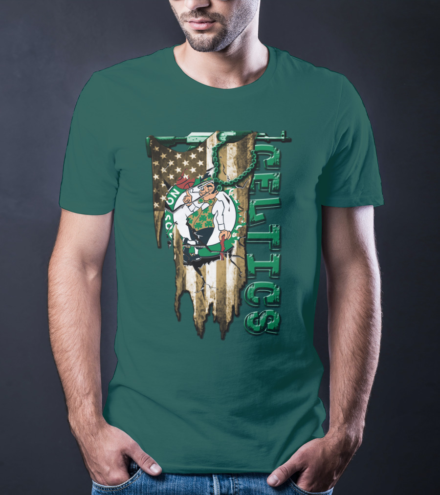 Boston Celtics Vintage American Flag T-Shirt
