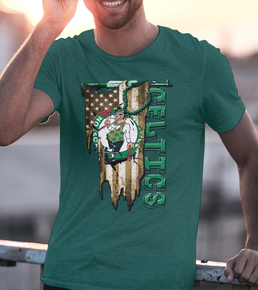 Boston Celtics Vintage American Flag T-Shirt