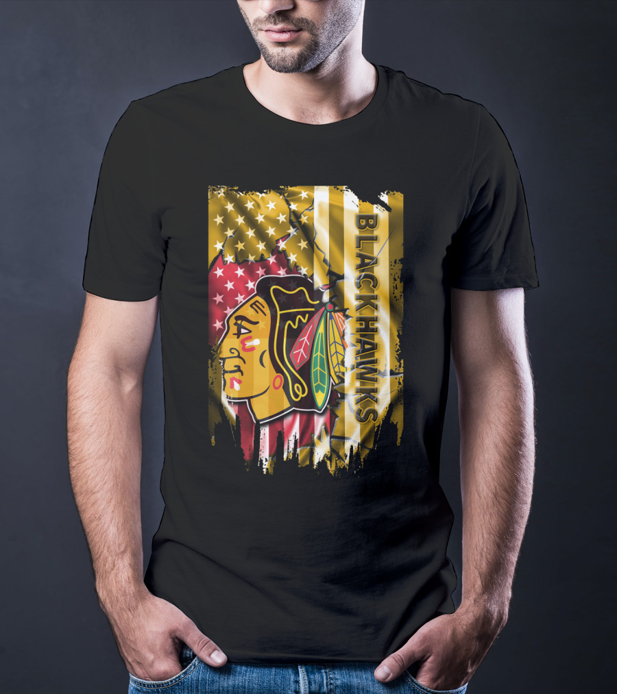 Blackhawks American Flag T-Shirt
