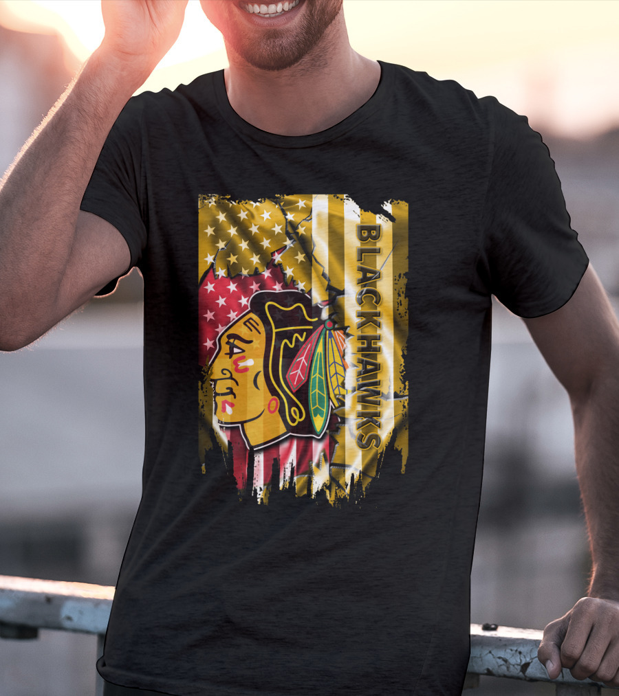 Blackhawks American Flag T-Shirt
