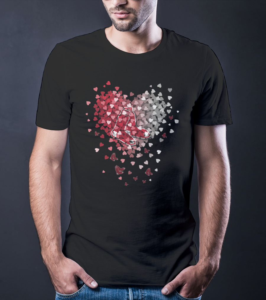 Boston Red Sox Heart Shaped Sox And Hearts T-Shirt