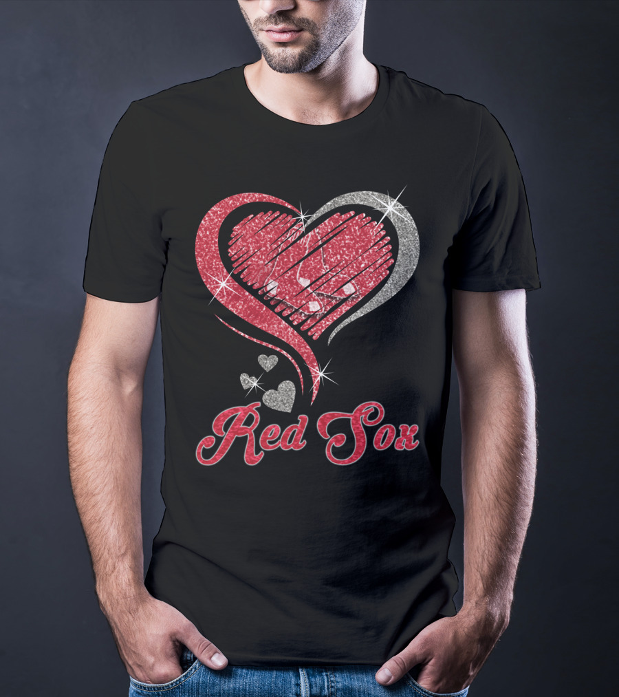 Red Sox Heart Glitter T-Shirt