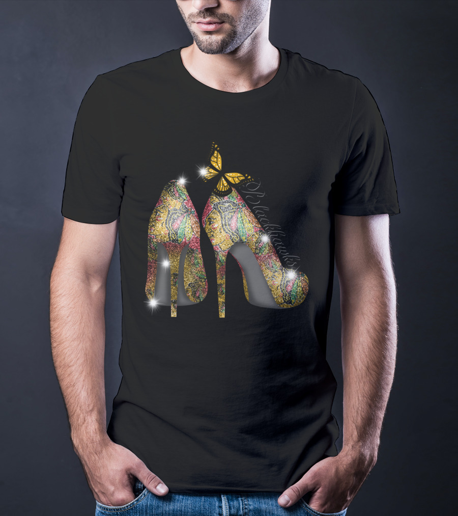 Chicago Blackhawks Heels With Butterfly Embellishment T-Shirt