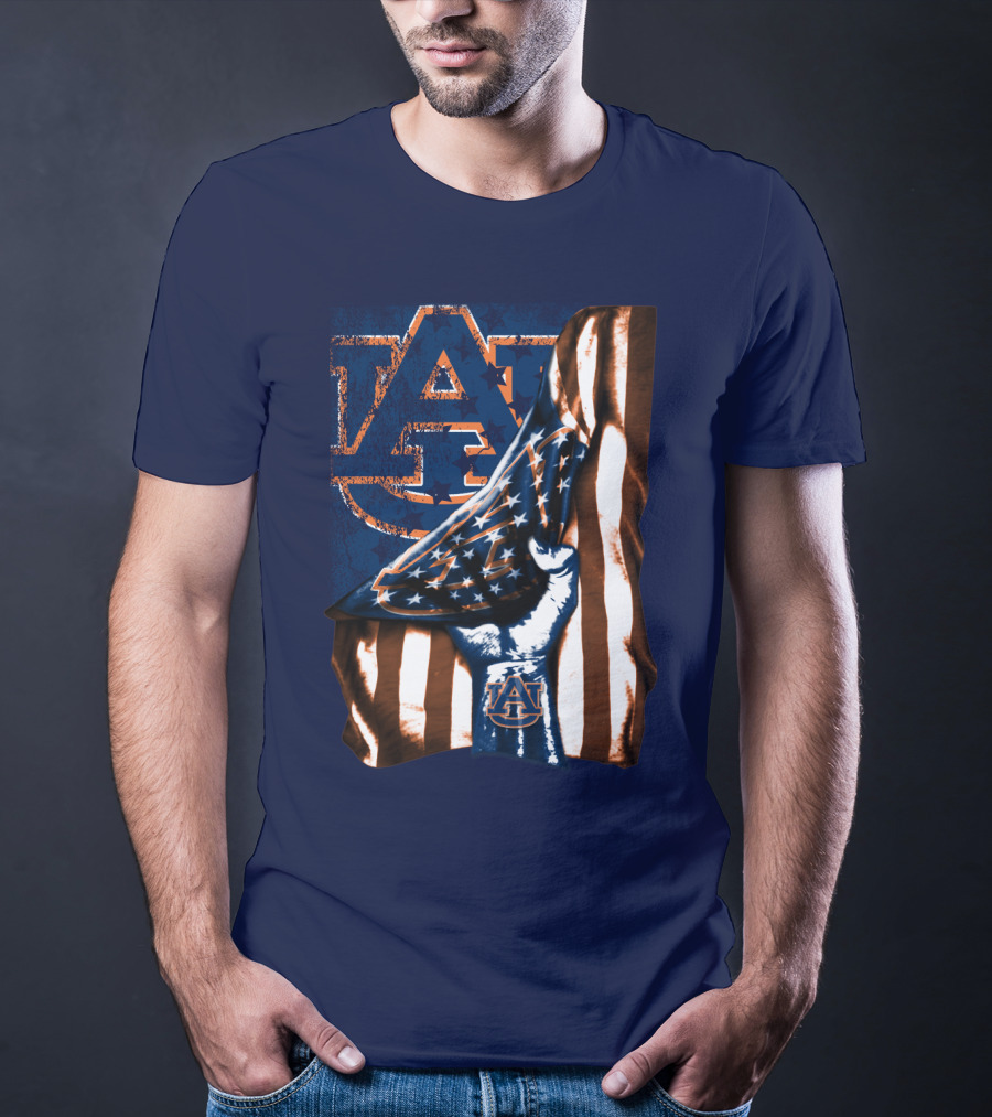 Auburn Tigers American Flag Hand Symbol With Au T-Shirt