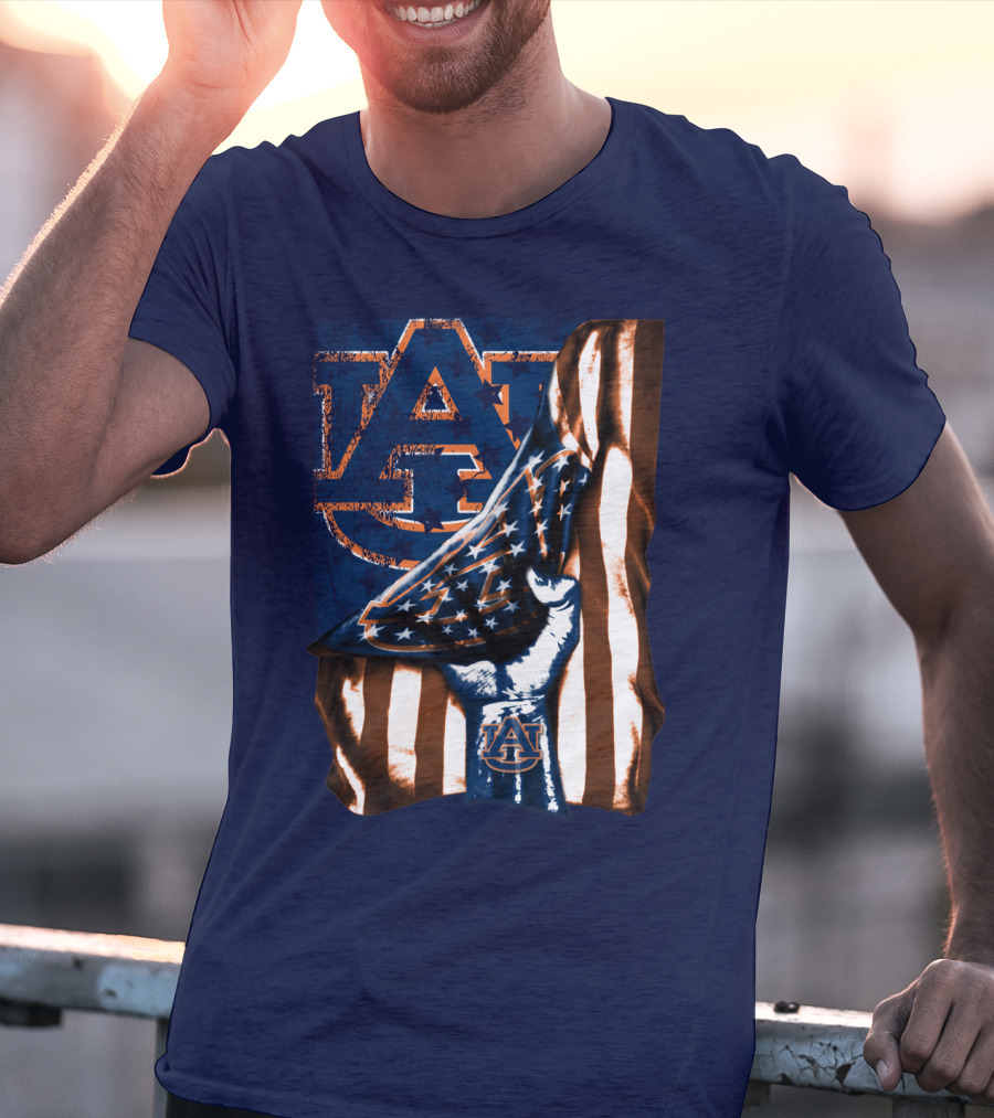 Auburn Tigers American Flag Hand Symbol With Au T-Shirt