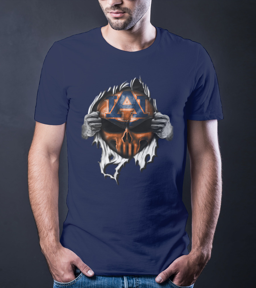 Auburn Tigers Skull Face Peel T-Shirt