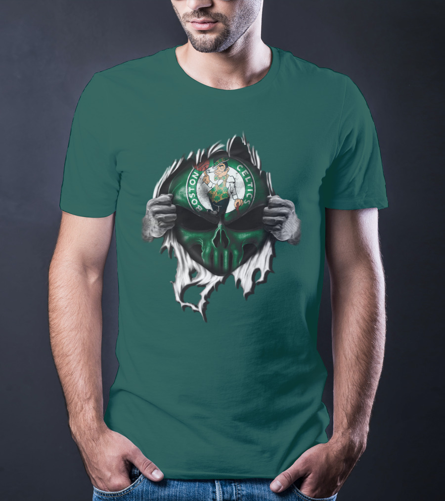 Boston Celtics Skull And Leprechaun Emblem T-Shirt