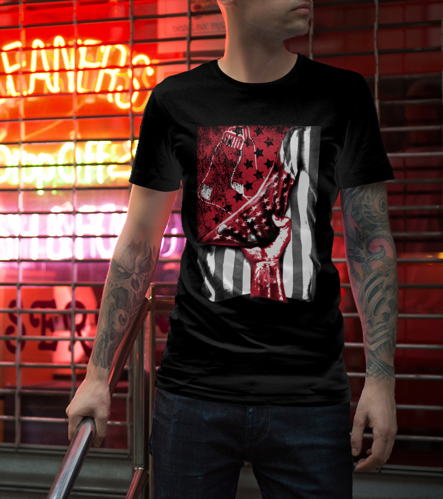 Boston Red Sox American Flag Fist Socks Stars Stripes T-Shirt