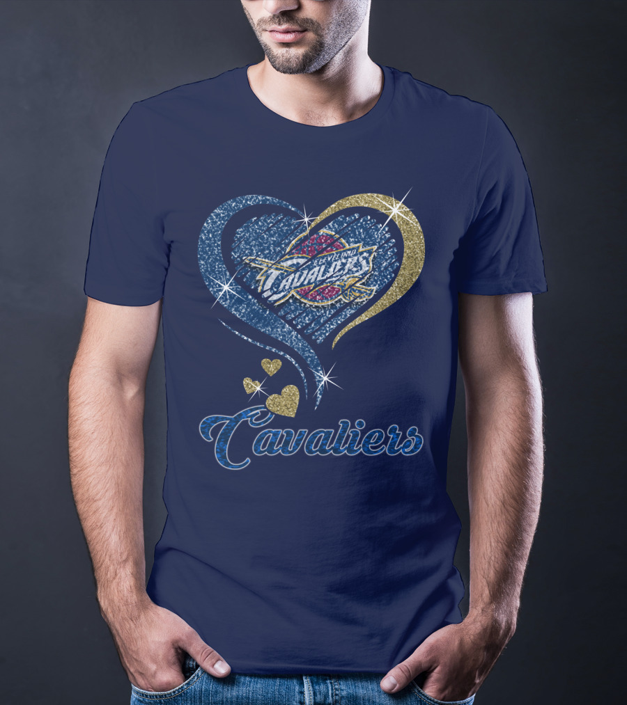 Cleveland Cavaliers Heart Logo Sparkle T-Shirt