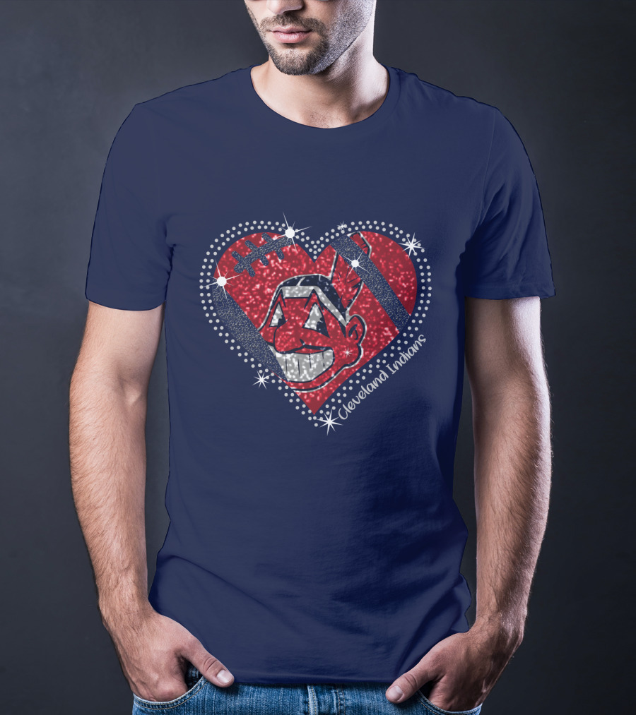 Cleveland Indians Heart Design With Effect T-Shirt