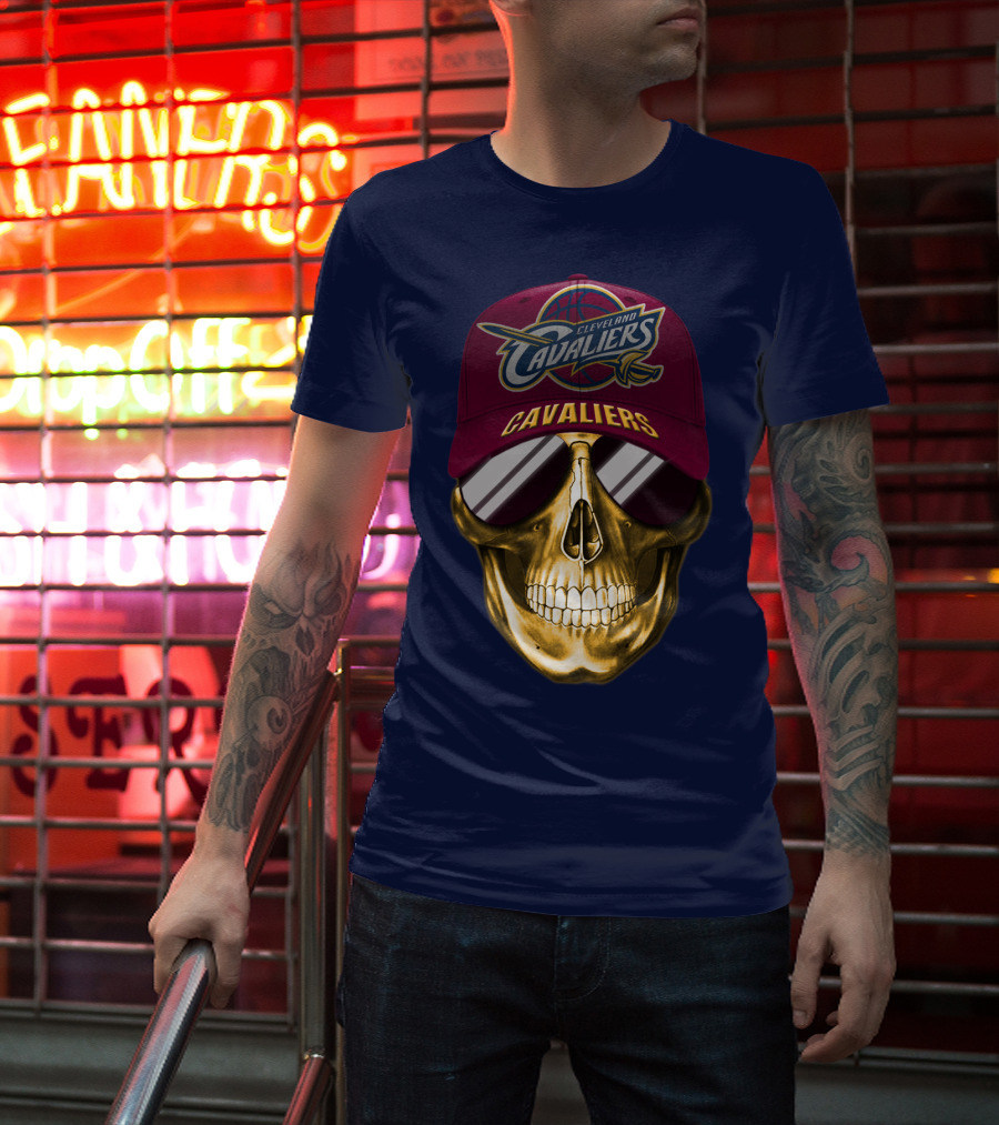 Cleveland Cavaliers Skull Hat Nba Basketball Fan Gear T-Shirt