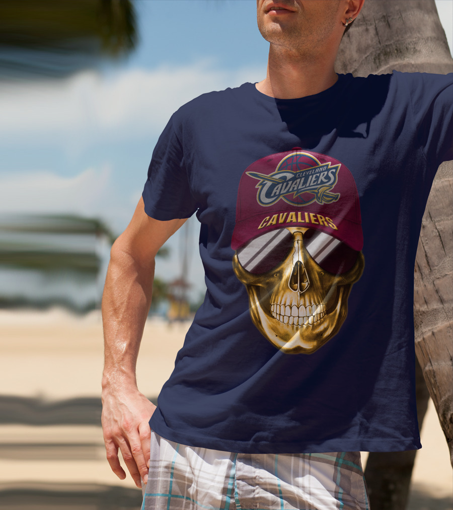 Cleveland Cavaliers Skull Hat Nba Basketball Fan Gear T-Shirt