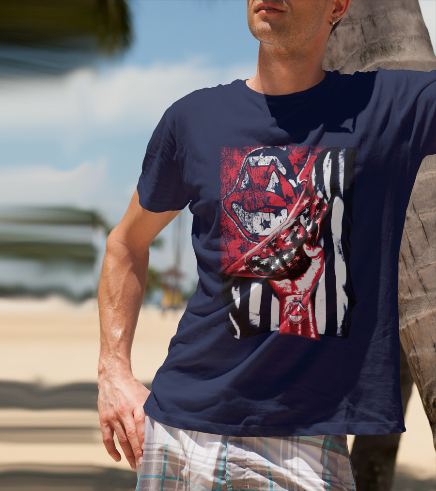 Cleveland Indians Pride American Flag Baseball Team Spirit T-Shirt