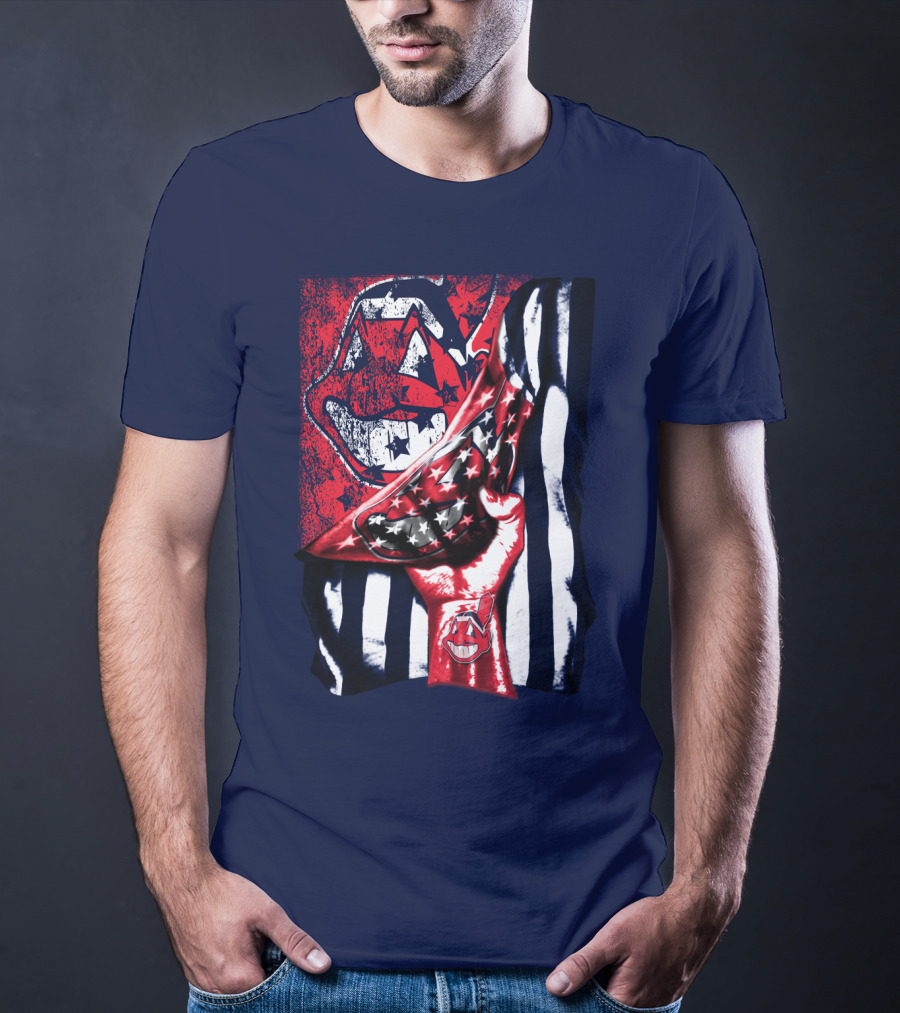 Cleveland Indians Pride American Flag Baseball Team Spirit T-Shirt