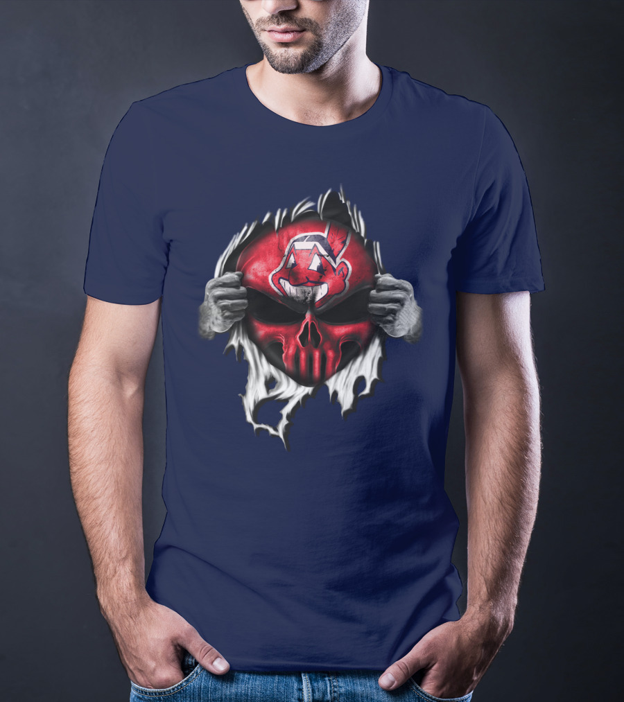 Cleveland Indians Skull Mask Ripping T-Shirt