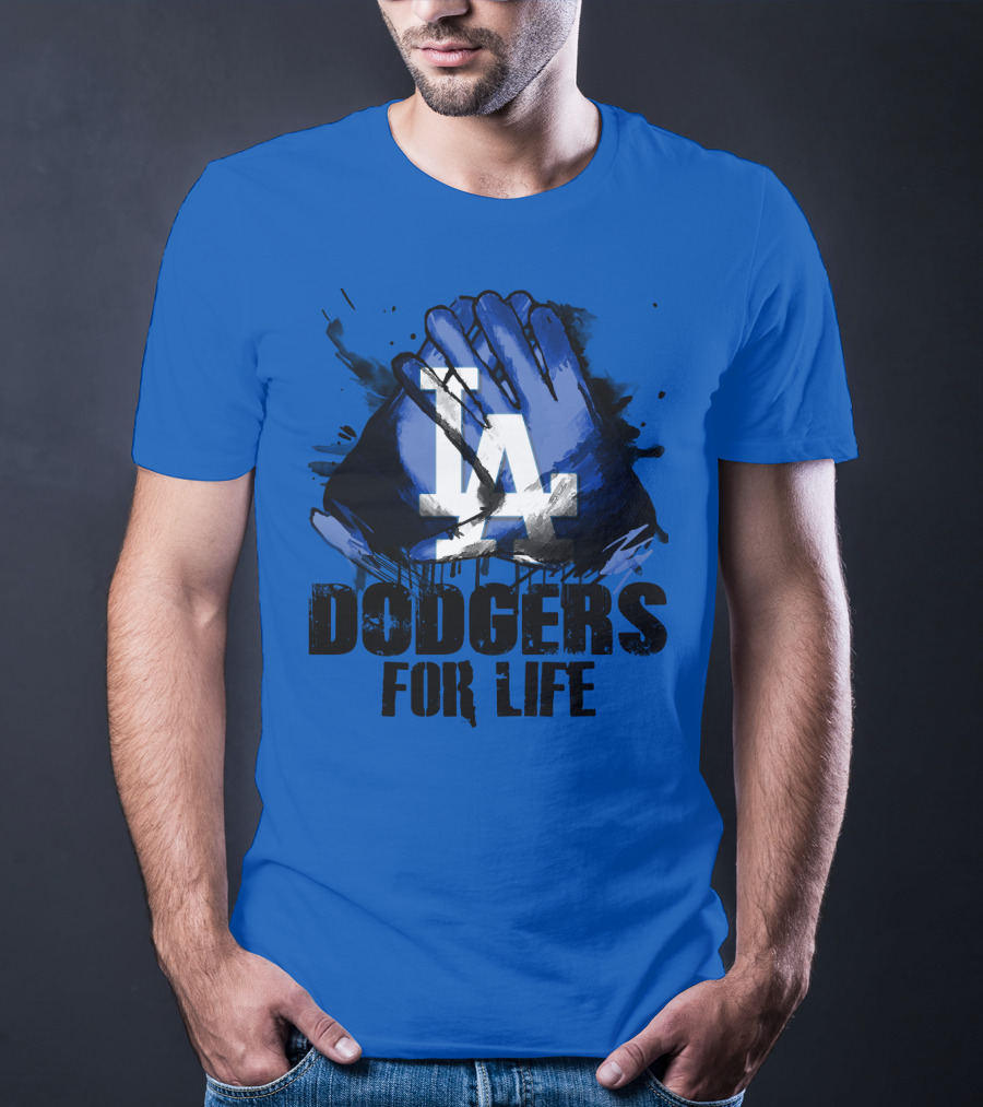 La Dodgers For Life Blue Graphic Featuring Iconic Logo With Hands T-Shirt