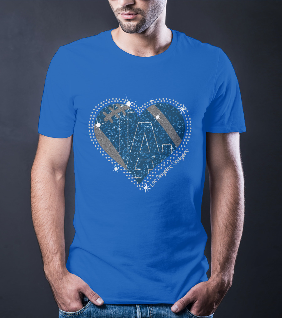 Los Angeles Dodgers Heart Sparkle La Football Stars T-Shirt