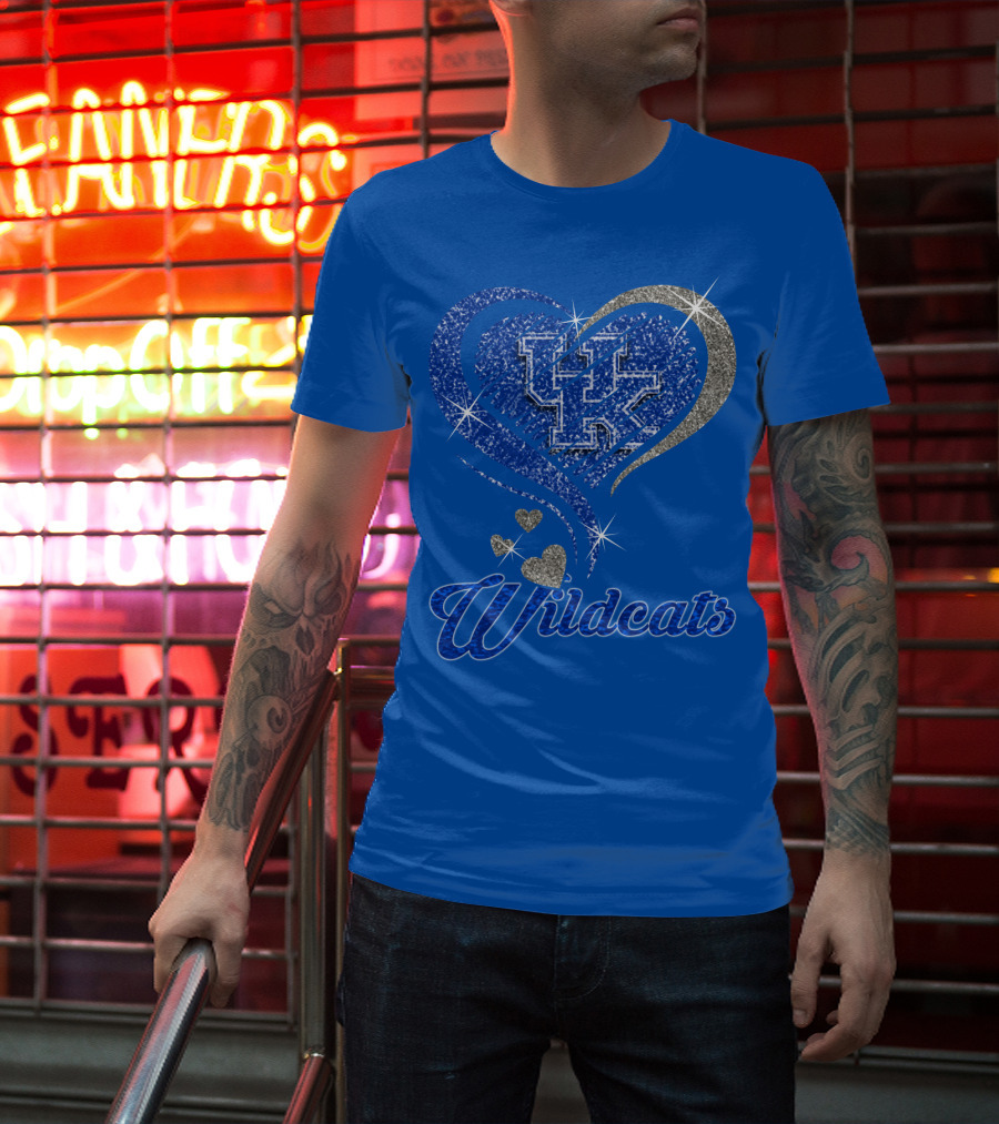 Uk Wildcats Heart Shaped Glitter T-Shirt