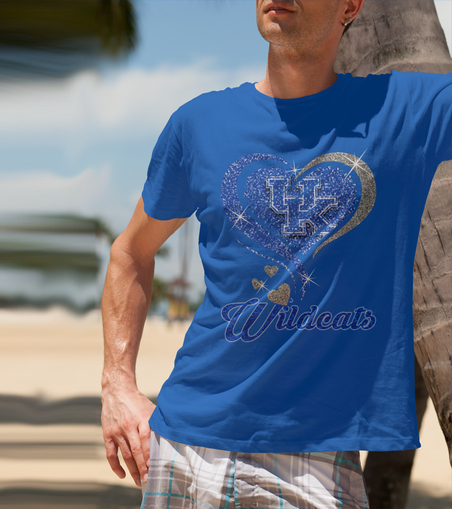 Uk Wildcats Heart Shaped Glitter T-Shirt