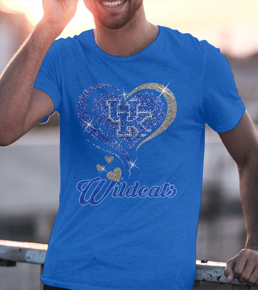 Uk Wildcats Heart Shaped Glitter T-Shirt