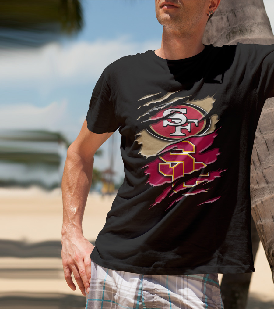 San Francisco 49ers USC Trojans Chest Rip T-Shirt