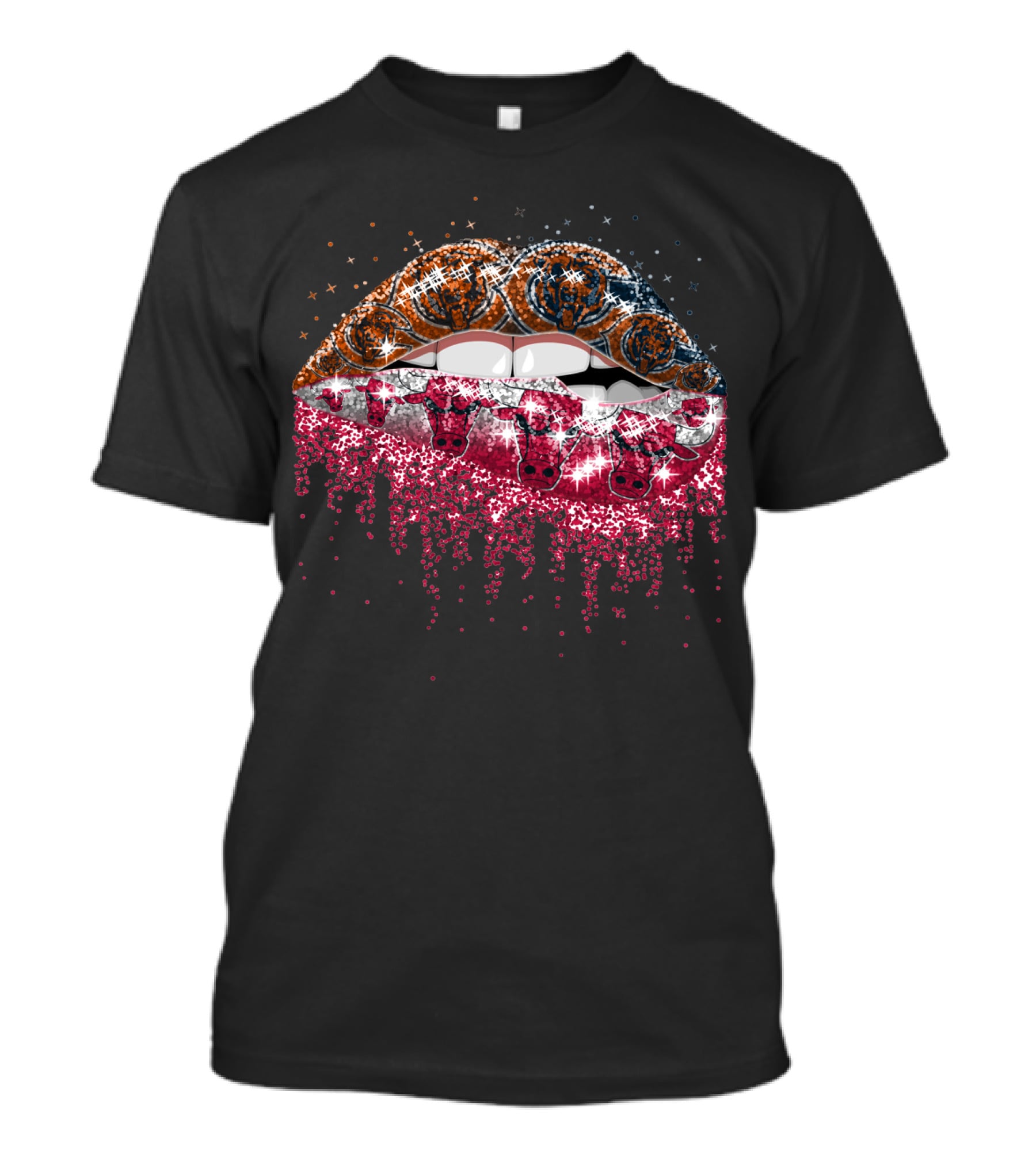 Usa Flag Lips With Playboy Bunny Pattern 007 T-Shirt