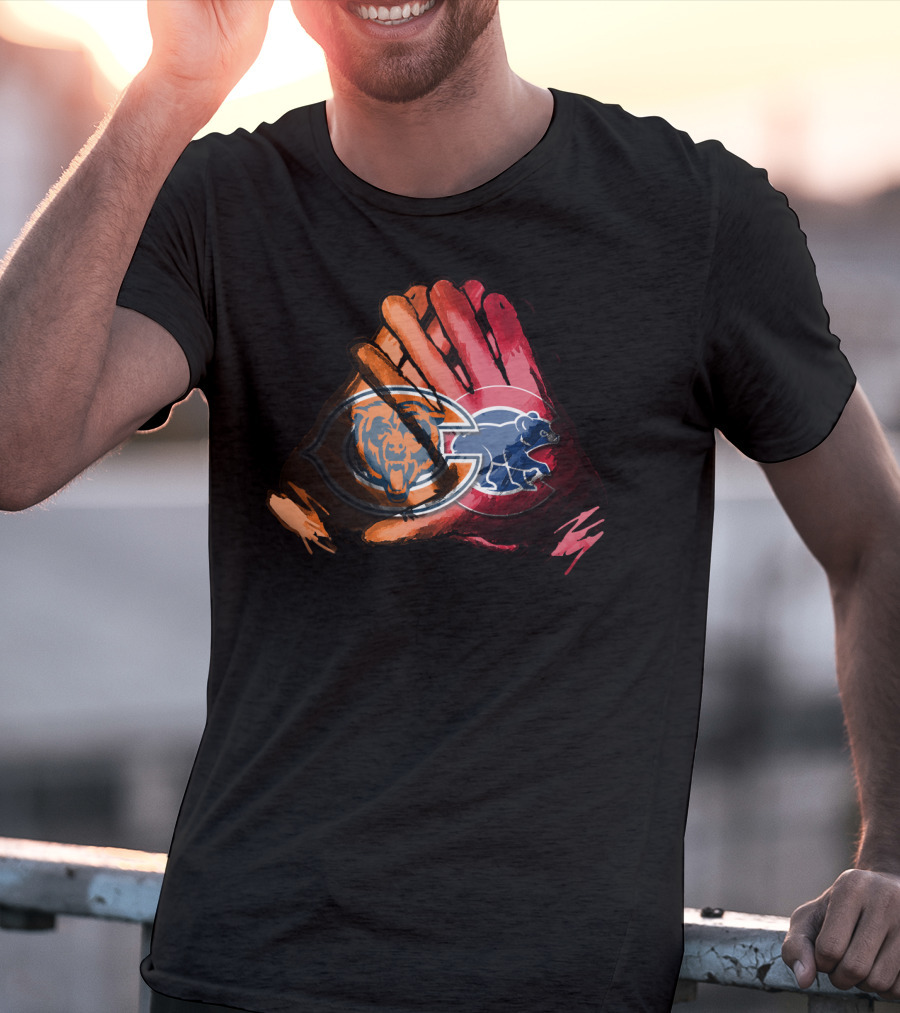 Bears And Cubs For Life Football And Baseball Logos Fusion T-Shirt