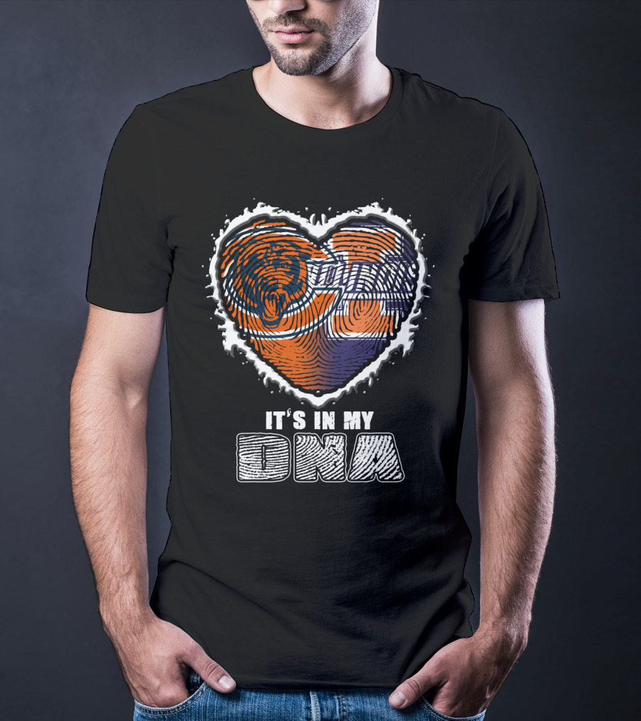 Chicago Bears It's In My Dna Heart Fingerprint T-Shirt