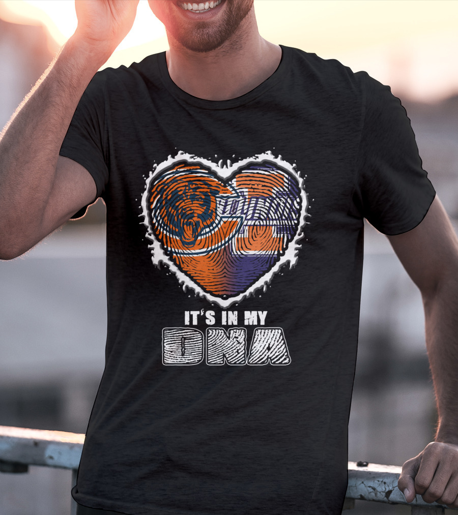 Chicago Bears It's In My Dna Heart Fingerprint T-Shirt