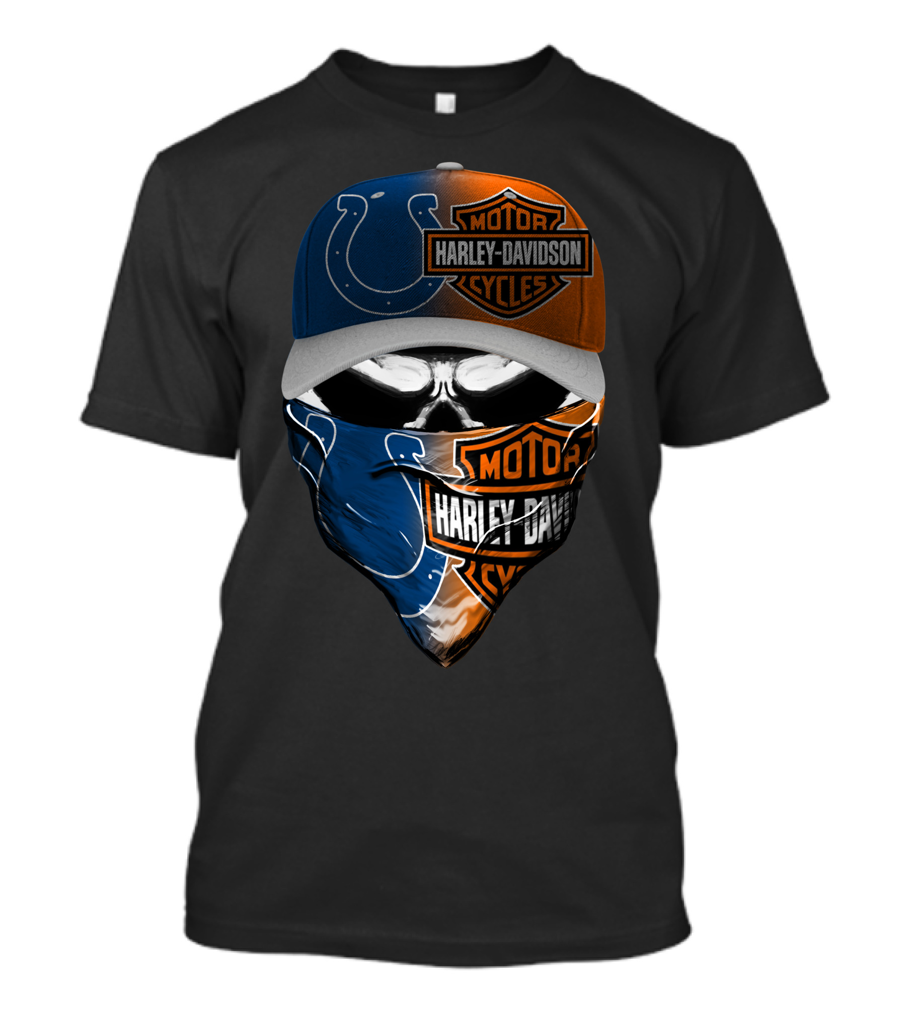 Harley Davidson Motorcycles Colts Skull Hat Bandana T-Shirt