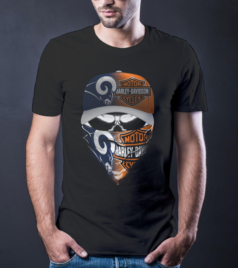 Motorcycles Rams 18Hl Skull Mask Hat Moto Cycles T-Shirt