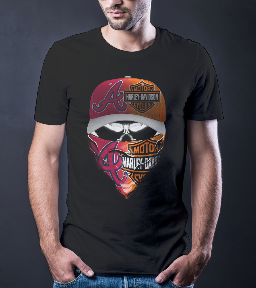 Atlanta Braves Harley Davidson Mask Fusion T-Shirt