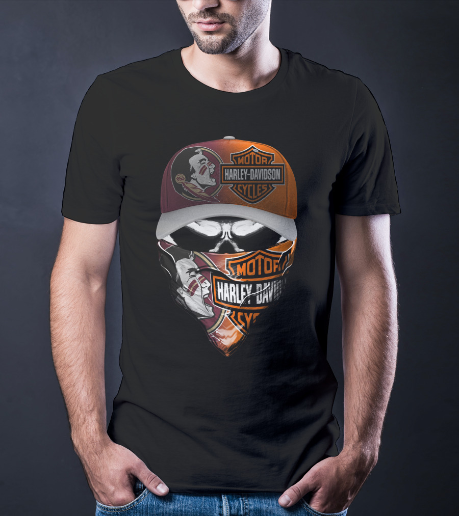 Harley Davidson Motorcycles  Florida Seminoles Face Mask And Cap T-Shirt