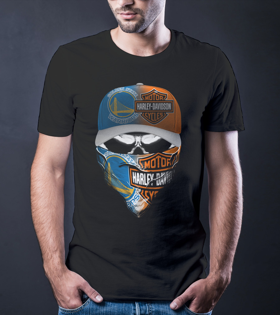 Golden State Warriors Harley Davidson Mask Cap T-Shirt