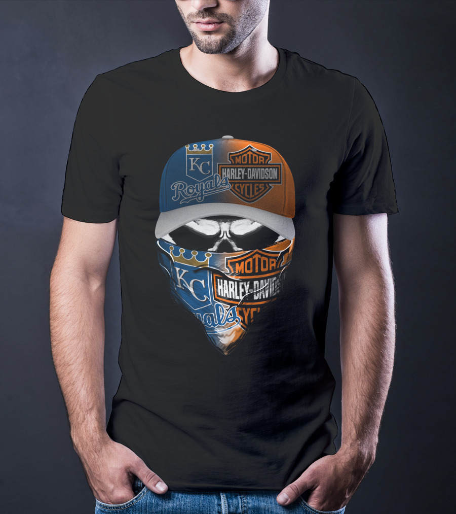 Kc Royals Harley Davidson Motorcycles Skull Mask T-Shirt
