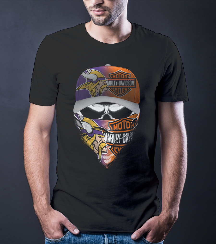 Minnesota Vikings Harley Davidson Motorcycles Fan Gear T-Shirt