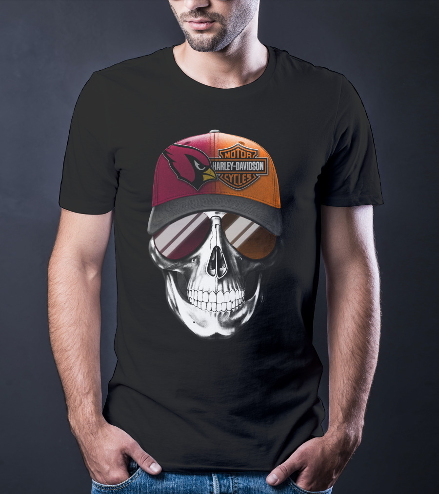 Harley Davidson Arizona Cardinals Skull T-Shirt