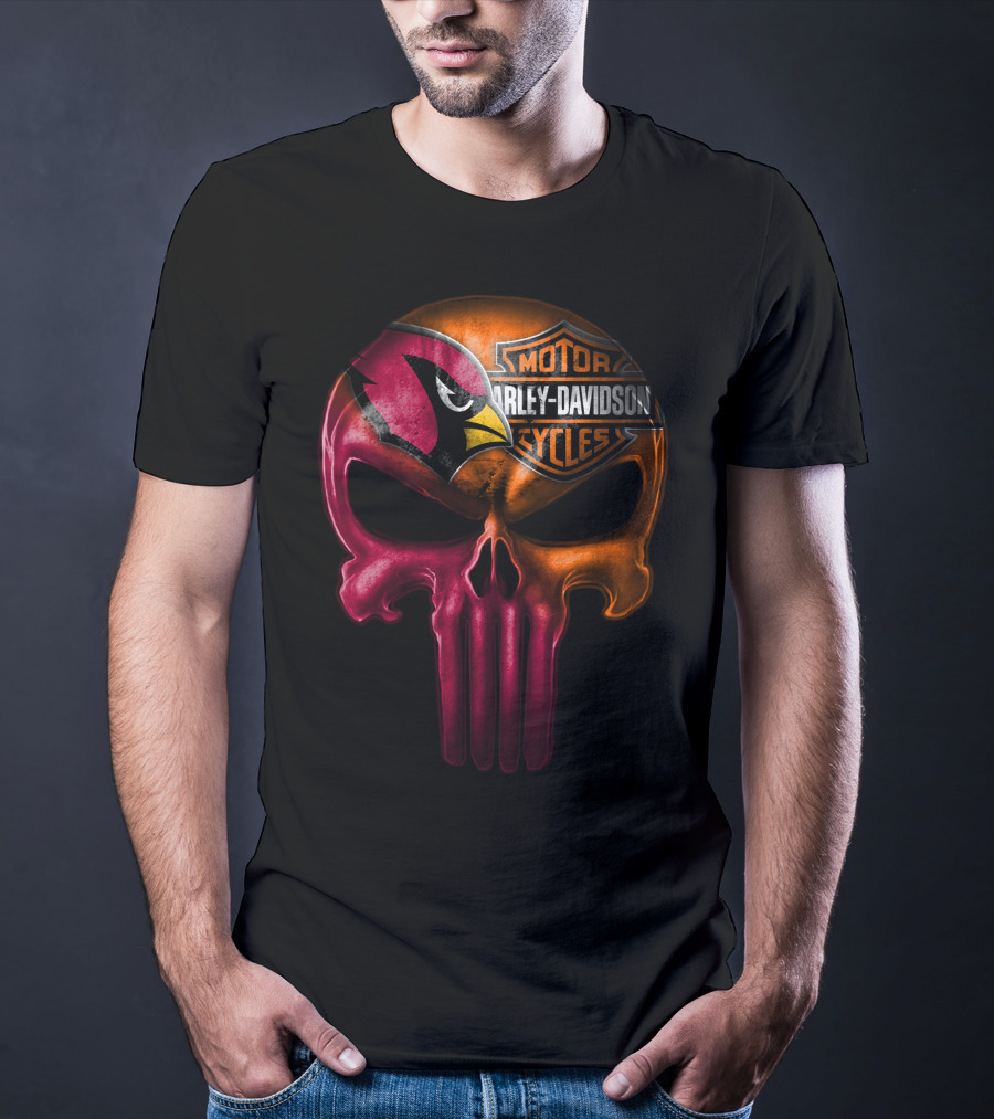 Arizona Cardinals Harley Davidson Skull T-Shirt