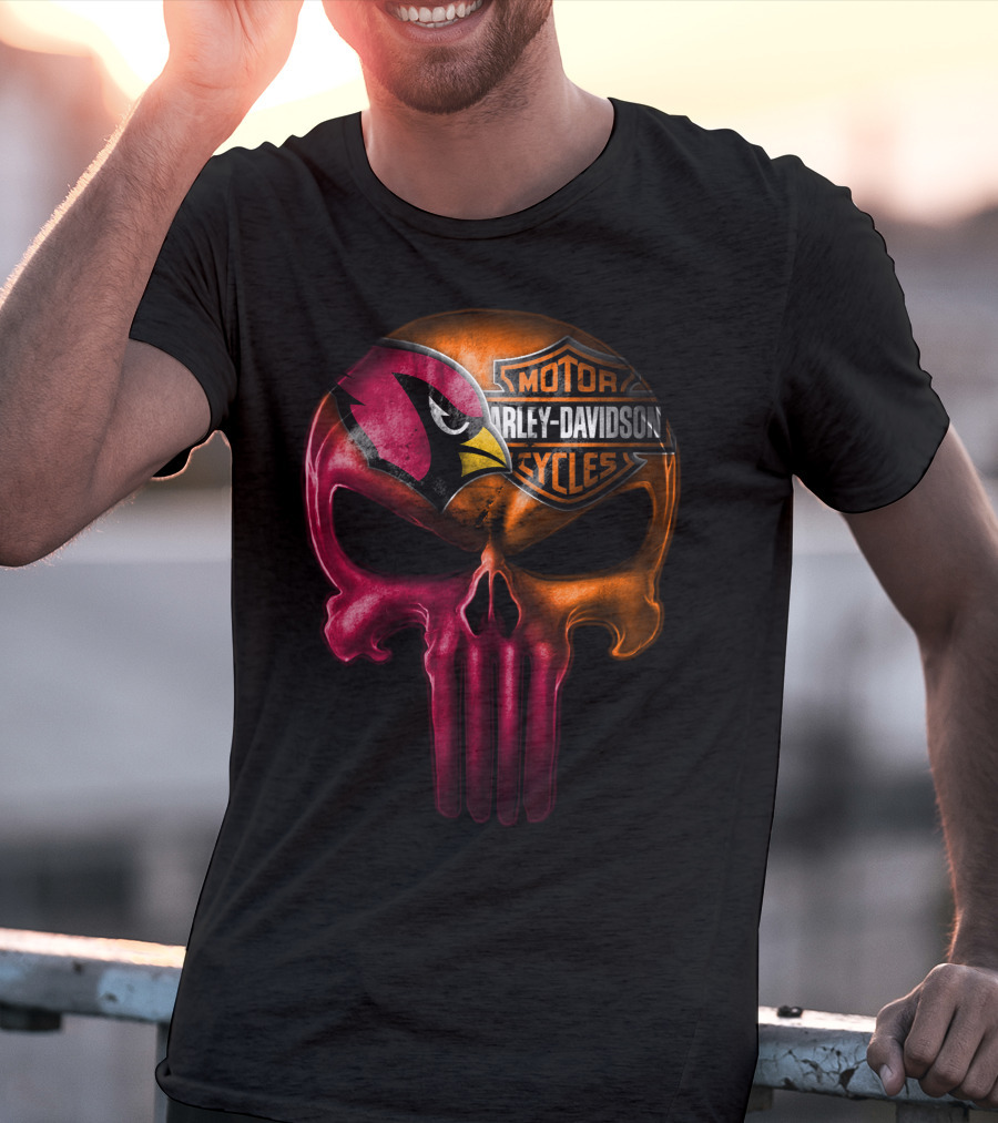 Arizona Cardinals Harley Davidson Skull T-Shirt